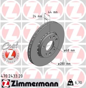 Tarcza hamulcowa ZIMMERMANN 470.2433.20 402060010R