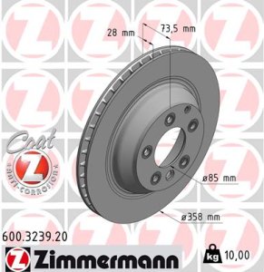 Tarcza hamulcowa ZIMMERMANN 600.3239.20 7L8615601A