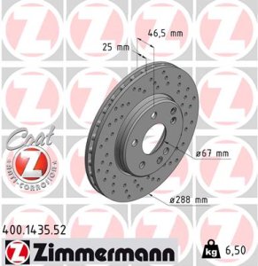 Tarcza hamulcowa ZIMMERMANN 400.1435.52 2104210712