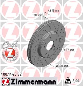 Tarcza hamulcowa ZIMMERMANN 400.1443.52 2104211212