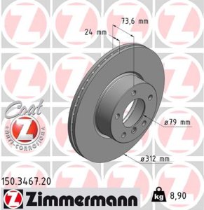 Tarcza hamulcowa ZIMMERMANN 150.3467.20 34116774875