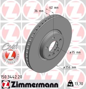 Tarcza hamulcowa ZIMMERMANN 150.3442.20 34116756847