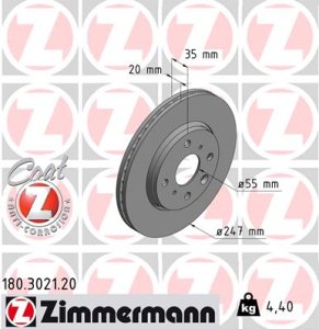 Tarcza hamulcowa ZIMMERMANN 180.3021.20 435120H010