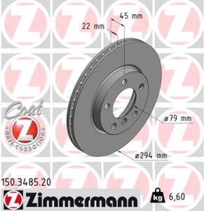 Tarcza hamulcowa ZIMMERMANN 150.3485.20 34119804828