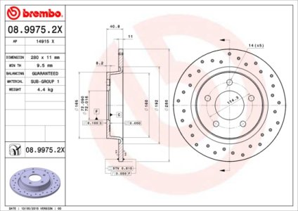 Tarcza hamulcowa BREMBO 08.9975.2X BP6Y26251D