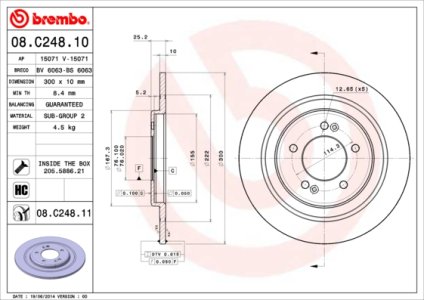 Tarcza hamulcowa BREMBO 08.C248.11 584113Z700