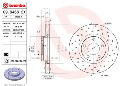 Tarcza hamulcowa BREMBO 09.9468.2X BP6Y3325XD