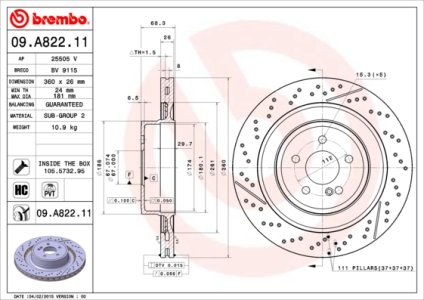Tarcza hamulcowa BREMBO 09.A822.11 2124230412