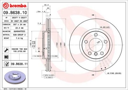 Tarcza hamulcowa BREMBO 09.B638.11 34119804829