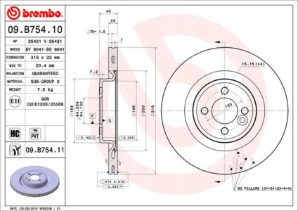 Tarcza hamulcowa BREMBO 09.B754.11 34106784366
