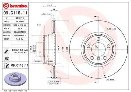 Tarcza hamulcowa BREMBO 09.C116.11 34116792221