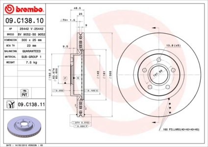 Tarcza hamulcowa BREMBO 09.C138.11 31262719