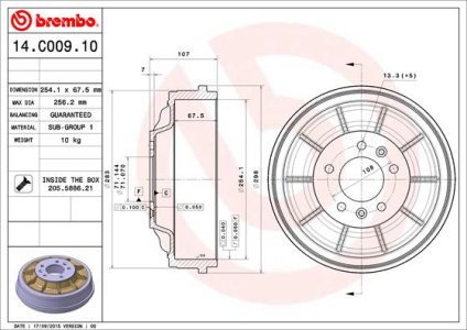 Bęben hamulcowy BREMBO 14.C009.10 1400178980