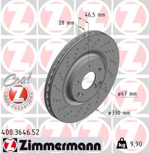 Tarcza hamulcowa ZIMMERMANN 400.3646.52 2034210412
