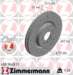 Tarcza hamulcowa ZIMMERMANN 400.3648.52 1644210412