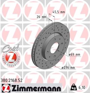 Tarcza hamulcowa ZIMMERMANN 380.2168.52 MR510742