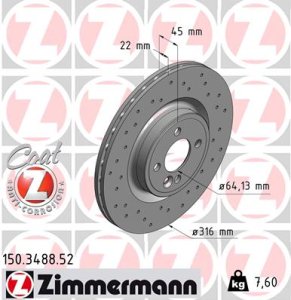Tarcza hamulcowa ZIMMERMANN 150.3488.52 34106784366