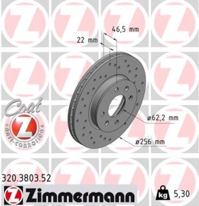 Tarcza hamulcowa ZIMMERMANN 320.3803.52 517121G000