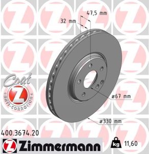 Tarcza hamulcowa ZIMMERMANN 400.3674.20 2114211112