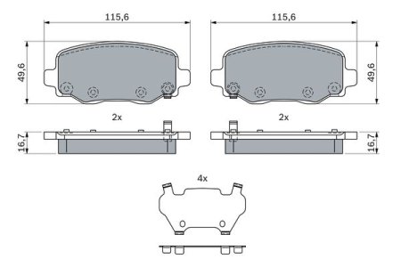 Klocki hamulcowe BOSCH 0986424961 68273101AA JEEP CHEROKEE 14- tył