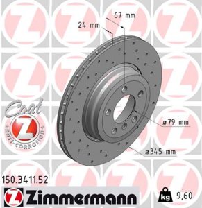 Tarcza hamulcowa ZIMMERMANN 150.3411.52 34211166129
