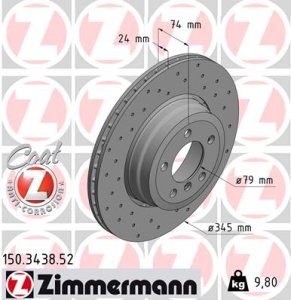 Tarcza hamulcowa ZIMMERMANN 150.3438.52 34216765889