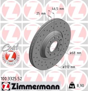 Tarcza hamulcowa ZIMMERMANN 100.3325.52 4B0615301C