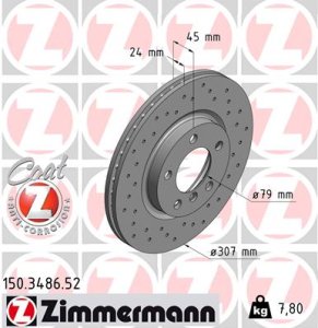 Tarcza hamulcowa ZIMMERMANN 150.3486.52 34119804829