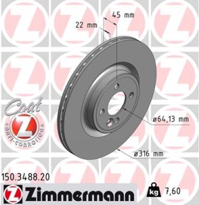 Tarcza hamulcowa ZIMMERMANN 150.3488.20 34106784366