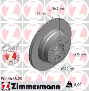 Tarcza hamulcowa ZIMMERMANN 150.3466.20 34216763345