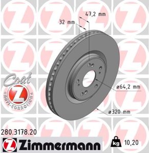 Tarcza hamulcowa ZIMMERMANN 280.3178.20 45251TL0G50