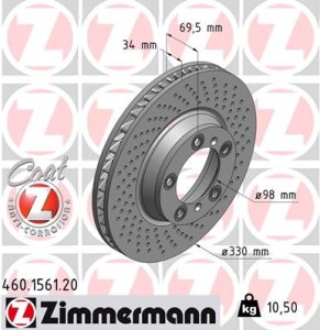 Tarcza hamulcowa ZIMMERMANN 460.1561.20 99635141002