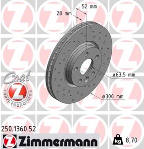 Tarcza hamulcowa ZIMMERMANN 250.1360.52 1379965