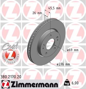 Tarcza hamulcowa ZIMMERMANN 380.2170.20 4615A115