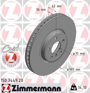 Tarcza hamulcowa ZIMMERMANN 150.3449.20 34116771982