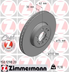 Tarcza hamulcowa ZIMMERMANN 150.1298.20 34116756045