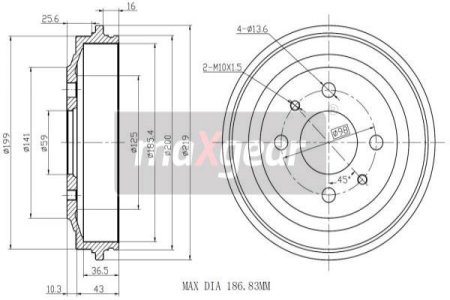 Bęben hamulcowy MAXGEAR 19-0832 4379680