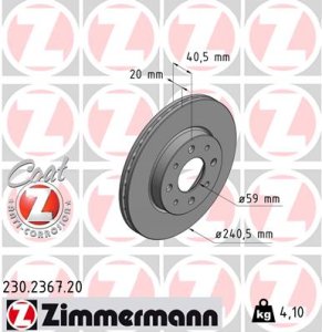 Tarcza hamulcowa ZIMMERMANN 230.2367.20 46788929