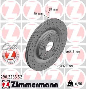 Tarcza hamulcowa ZIMMERMANN 290.2265.52 C2C25339
