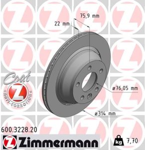 Tarcza hamulcowa ZIMMERMANN 600.3228.20 7L6615601E