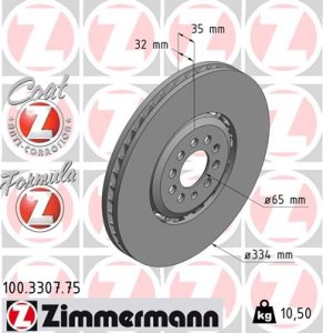 Tarcza hamulcowa ZIMMERMANN 100.3307.75 1J0615301AA