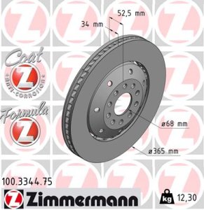 Tarcza hamulcowa ZIMMERMANN 100.3344.75 4B3615302