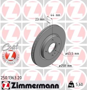 Tarcza hamulcowa ZIMMERMANN 250.1363.20 1546835