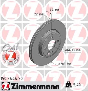 Tarcza hamulcowa ZIMMERMANN 150.3444.20 34116774985