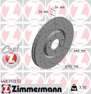 Tarcza hamulcowa ZIMMERMANN 440.3120.52 424964