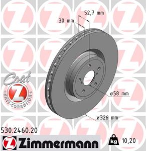 Tarcza hamulcowa ZIMMERMANN 530.2460.20 26300FE000