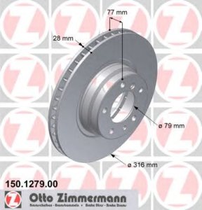 Tarcza hamulcowa ZIMMERMANN 150.1279.00 34111162093