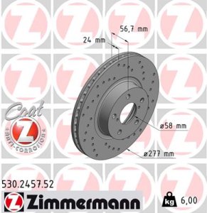 Tarcza hamulcowa ZIMMERMANN 530.2457.52 26310AA092