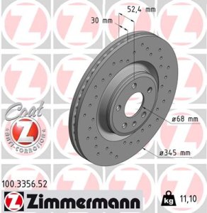 Tarcza hamulcowa ZIMMERMANN 100.3356.52 4G0615301