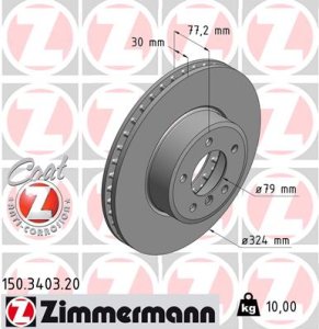 Tarcza hamulcowa ZIMMERMANN 150.3403.20 34116753221
